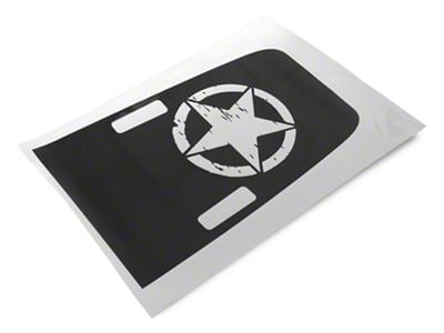SEC10 Freedom Star Large Hood Decal; Gloss Black (20-24 Jeep Gladiator JT Launch Edition, Rubicon)