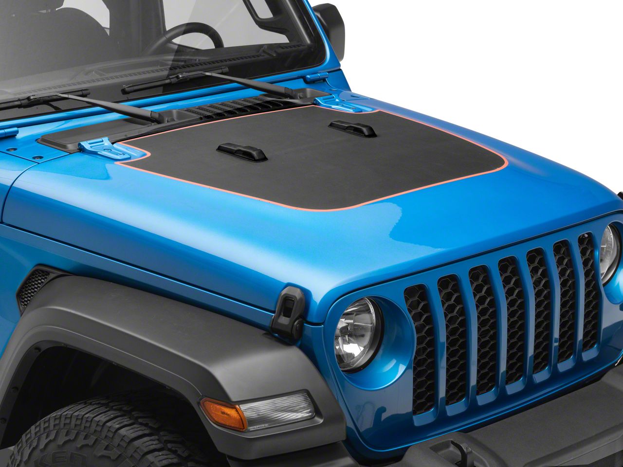 SEC10 Jeep Gladiator Hood Decal; Black/Red Carbon Fiber JG26164 (20-25 ...