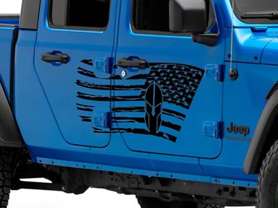 SEC10 Side Flag with Helmet Decal; Gloss Black (20-24 Jeep Gladiator JT)