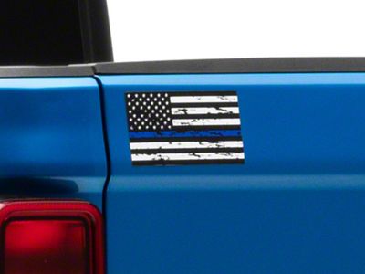 SEC10 Small Distressed Flag Decals; Blue Line (Universal; Some Adaptation May Be Required)