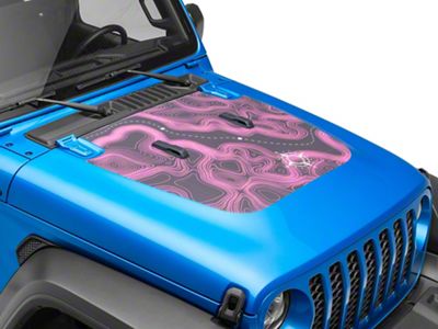 SEC10 Topographical Hood Decal; Pink (20-24 Jeep Gladiator JT, Excluding Mojave)