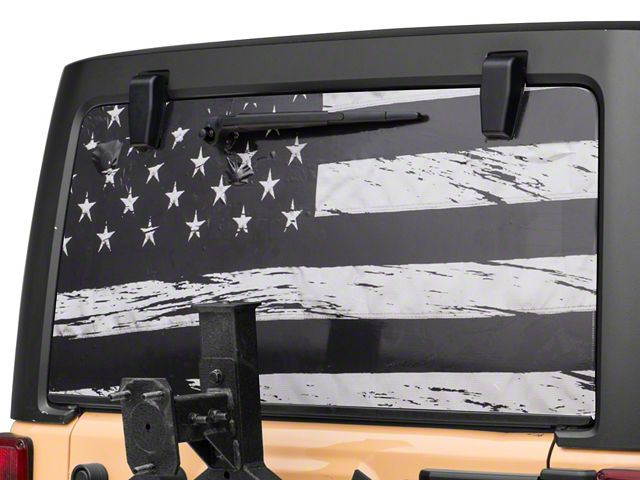 SEC10 Perforated Distressed Flag Rear Window Decal (15-23 Jeep Renegade BU)