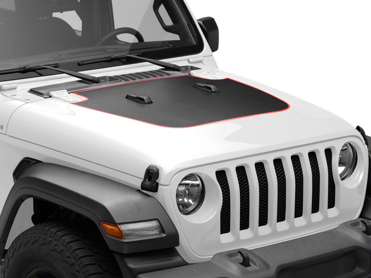 SEC10 Jeep Wrangler Hood Decal; Black/Red Carbon Fiber J187882 (18-24 ...