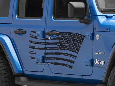 SEC10 Side Flag Decal; Matte Black (07-24 Jeep Wrangler JK & JL 4-Door)