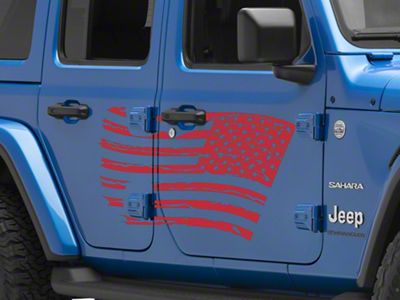 SEC10 Side Flag Decal; Red (07-24 Jeep Wrangler JK & JL 4-Door)
