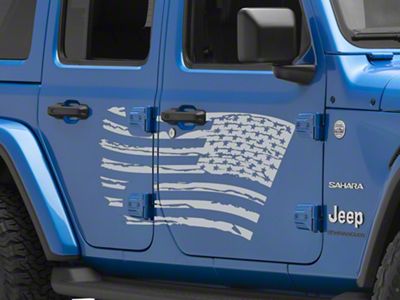 SEC10 Side Flag Decal; Silver (07-24 Jeep Wrangler JK & JL 4-Door)