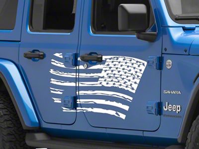 SEC10 Side Flag Decal; White (07-24 Jeep Wrangler JK & JL 4-Door)