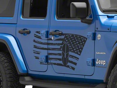 SEC10 Side Flag with Helmet Decal; Gloss Black (07-24 Jeep Wrangler JK & JL 4-Door)