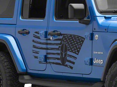 SEC10 Side Flag with Helmet Decal; Matte Black (07-24 Jeep Wrangler JK & JL 4-Door)