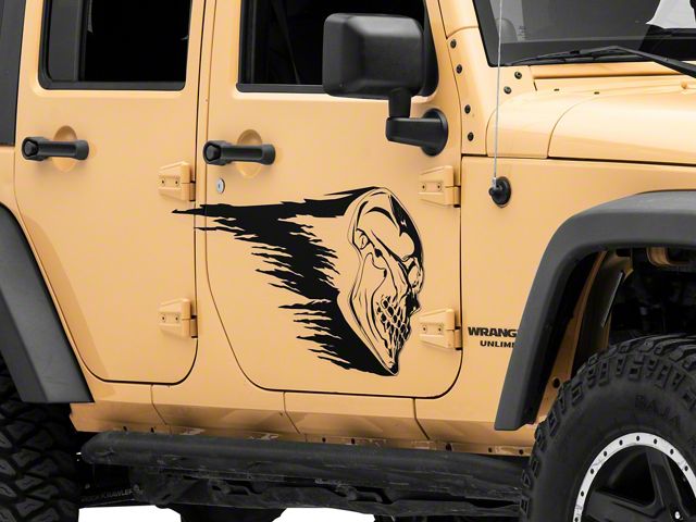 SEC10 Skull Crash Side Graphics; Gloss Black (07-18 Jeep Wrangler JK)