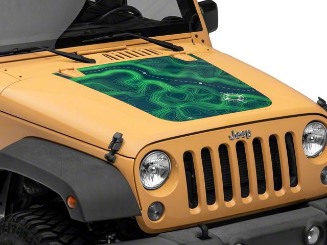 SEC10 Topographical Hood Decal; Green (07-18 Jeep Wrangler JK)