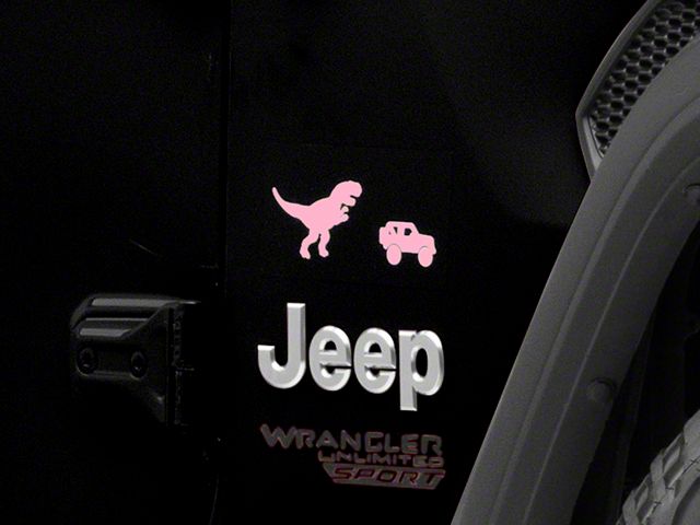 SEC10 Trex and Vehicle Silhouette Decal; Pink (Universal; Some Adaptation May Be Required)