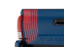 SEC10 Vertical Tailgate Distressed Flag Decal; Red (05-25 Tacoma)