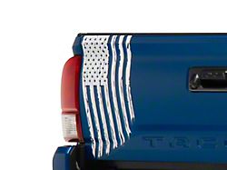 SEC10 Vertical Tailgate Distressed Flag Decal; White (05-25 Tacoma)