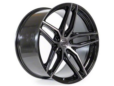 Select Precision Alloys Shadow Glossy Black with Brushed DDT Face Clear Wheel; 20x9; 20mm Offset (87-95 Jeep Wrangler YJ)