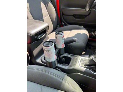 Sheltech 3D 3rd Cup Holder Skinny Double; Black (20-24 Jeep Gladiator JT)