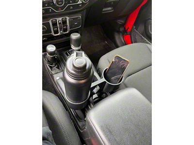 Sheltech 3D Double 3rd Cup Holder; Black (20-24 Jeep Gladiator JT)