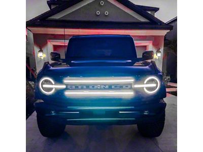 Sick Diesel LED Grille Lights; Silver Frame (21-25 Bronco Badlands)