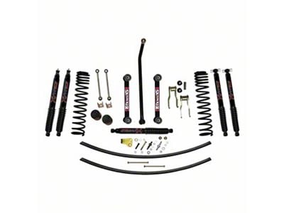 SkyJacker 4.50-Inch Front Dual Rate Long Travel Coil Suspension Lift Kit with Rear Add-A-Leafs and Black MAX Shocks (84-01 4WD Jeep Cherokee XJ)