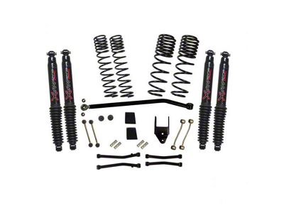 SkyJacker 4.50-Inch Dual Rate Long Travel Suspension Lift Kit with Black MAX Shocks (21-24 Jeep Wrangler JL 4xe, Excluding Rubicon)