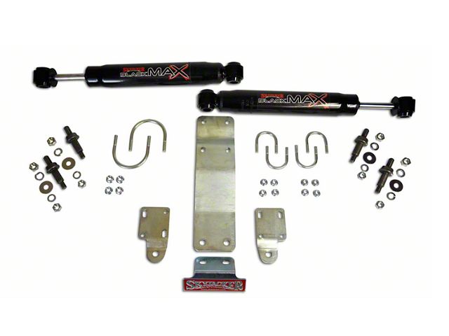 SkyJacker Standard Clearance Black Max Dual Steering Stabilizer Kit for OE Tie Rod Tube (07-18 Jeep Wrangler JK)