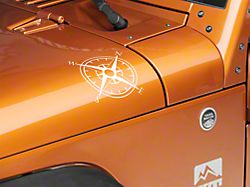 SEC10 Small Compass Decal Set; White (66-24 Jeep CJ5, CJ7, Wrangler YJ, TJ, JK & JL)