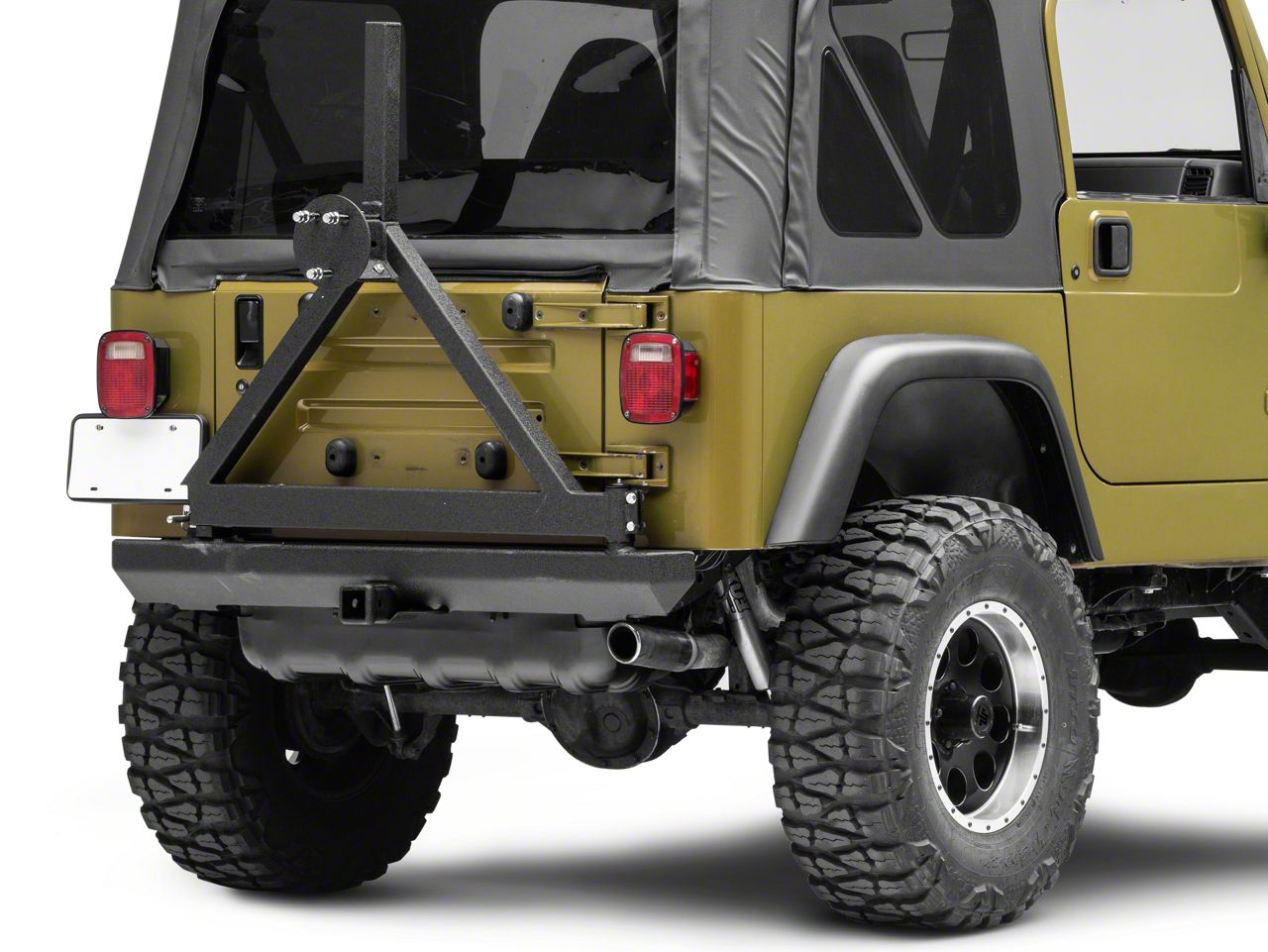 Smittybilt Jeep Wrangler Rock Crawler Classic Rear Bumper with Tire Carrier  76651 (87-06 Jeep Wrangler YJ u0026 TJ)