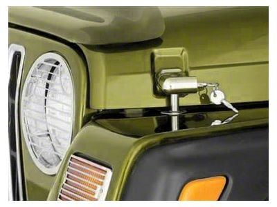 Smittybilt Locking Hood Catch Kit; Chrome (97-06 Jeep Wrangler TJ)