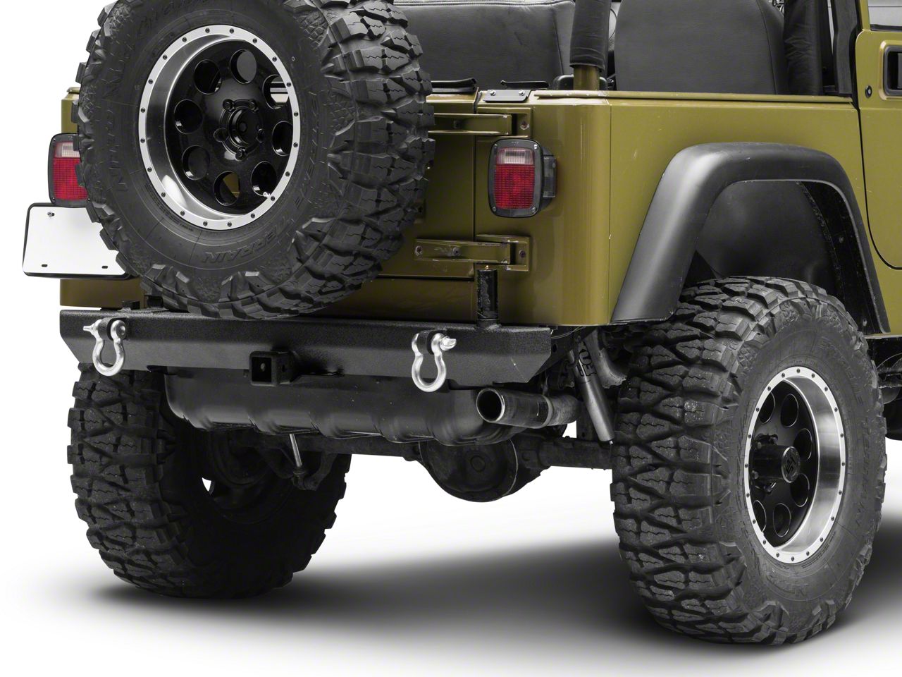 Smittybilt Jeep Wrangler SRC Classic Rear Bumper with D-Rings; Textured ...