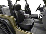 Smittybilt Standard Front Bucket Seat; Black Vinyl (76-06 Jeep CJ5, CJ7, Wrangler YJ & TJ)