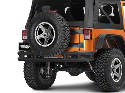 Smittybilt Tubular Rear Bumper with Hitch; Textured Black (07-18 Jeep Wrangler JK)