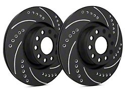 SP Performance Cross-Drilled and Slotted 6-Lug Rotors with Black ZRC Coating; Rear Pair (10-24 4Runner)