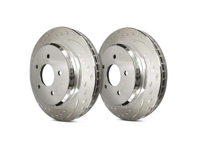 SP Performance Diamond Slot 6-Lug Rotors with Silver ZRC Coated; Rear Pair (21-24 Bronco, Excluding Raptor)