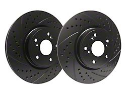 SP Performance Double Drilled and Slotted 6-Lug Rotors with Black ZRC Coating; Front Pair (22-25 Bronco Raptor)