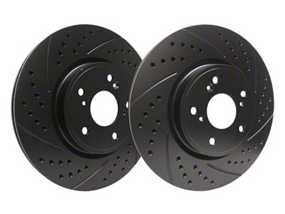 SP Performance Double Drilled and Slotted 6-Lug Rotors with Black ZRC Coating; Front Pair (22-25 Bronco Raptor)