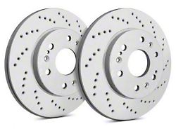 SP Performance Cross-Drilled 5-Lug Rotors with Gray ZRC Coating; Front Pair (21-24 1.5L EcoBoost Bronco Sport)