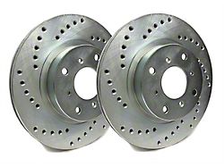 SP Performance Cross-Drilled 5-Lug Rotors with Silver ZRC Coated; Front Pair (21-24 1.5L EcoBoost Bronco Sport)