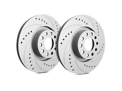 SP Performance Cross-Drilled and Slotted 5-Lug Rotors with Gray ZRC Coating; Front Pair (21-24 1.5L EcoBoost Bronco Sport)