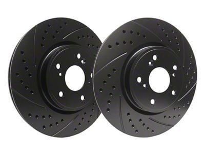 SP Performance Double Drilled and Slotted 5-Lug Rotors with Black ZRC Coating; Rear Pair (21-25 Bronco Sport)