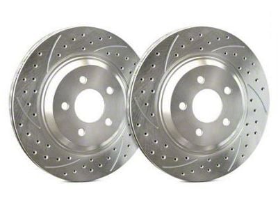 SP Performance Double Drilled and Slotted 5-Lug Rotors with Silver ZRC Coating; Front Pair (21-25 2.0L EcoBoost Bronco Sport)