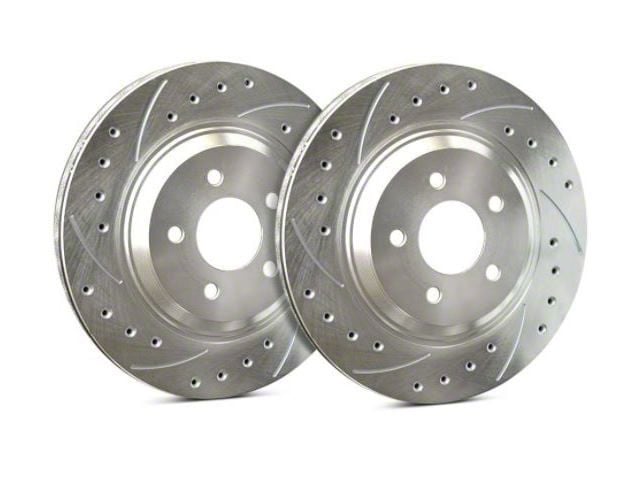 SP Performance Cross-Drilled and Slotted 6-Lug Rotors with Silver ZRC Coated; Front Pair (05-23 Tacoma)