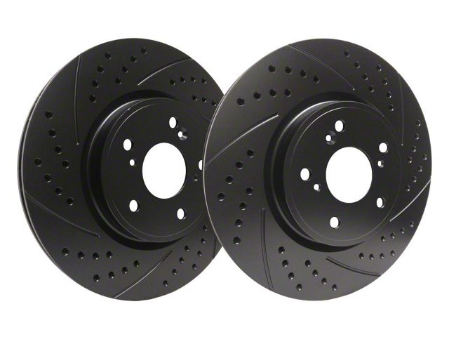 SP Performance Double Drilled and Slotted 6-Lug Rotors with Black ZRC Coated; Front Pair (05-19 2.5L Frontier)