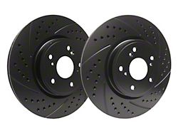 SP Performance Double Drilled and Slotted 6-Lug Rotors with Black ZRC Coated; Rear Pair (05-24 Frontier)