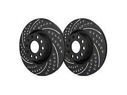 SP Performance Double Drilled and Slotted Rotors with Black Zinc Plating; Front Pair (20-24 Jeep Gladiator JT)