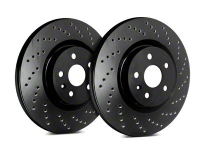 SP Performance Cross-Drilled Rotors with Black ZRC Coated; Front Pair (05-10 Jeep Grand Cherokee WK, Excluding SRT8)