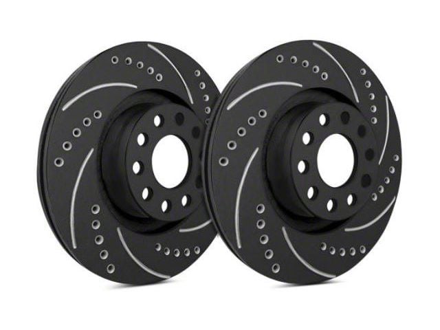 SP Performance Cross-Drilled and Slotted Rotors with Black ZRC Coated; Front Pair (06-10 Jeep Grand Cherokee WK SRT8)