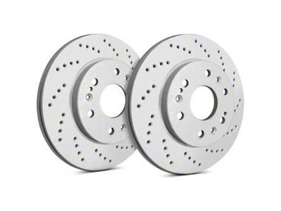 SP Performance Cross-Drilled Rotors with Gray ZRC Coating; Front Pair (15-23 Jeep Renegade BU)