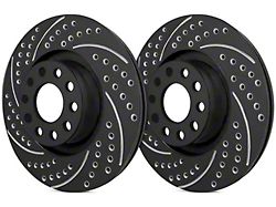 SP Performance Double Drilled and Slotted Rotors with Black ZRC Coated; Front Pair (87-89 Jeep Wrangler YJ)
