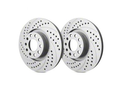 SP Performance Double Drilled and Slotted Rotors with Gray ZRC Coating; Front Pair (18-25 Jeep Wrangler JL w/ 328mm Vented Rear Rotors)