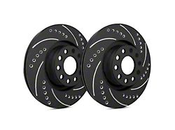 SP Performance Cross-Drilled and Slotted 6-Lug Rotors with Black ZRC Coated; Rear Pair (18-24 Titan XD)